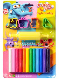 ĐẤT NẶN KIDDY CLAY 12 MÀU 200G + 4 KHUÔN MINI + 1 CÂY LĂN ST1654MR