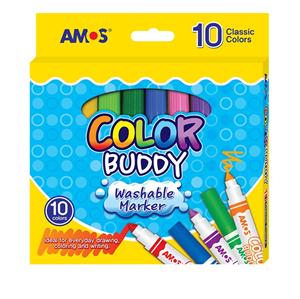 Bộ bút dạ 10 màu loại ngắn AMOS COLOR BUDDY MEDIUM CM10P-M