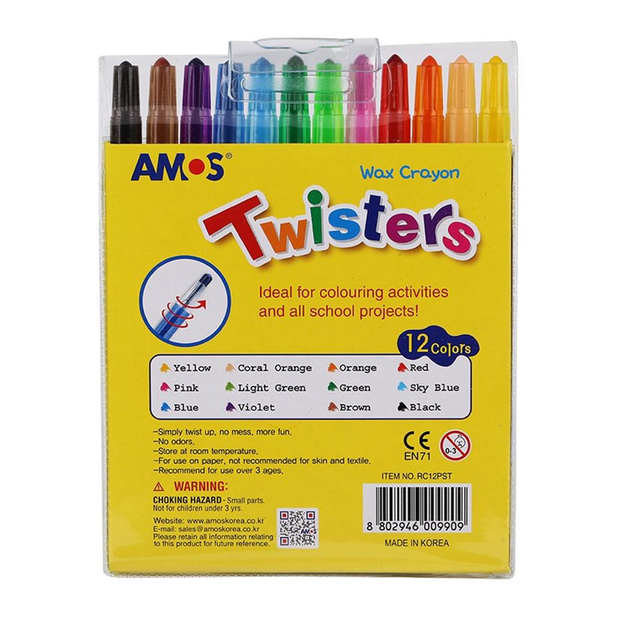 Bộ sáp 12 màu AMOS SILKY TWISTERS RC12PST
