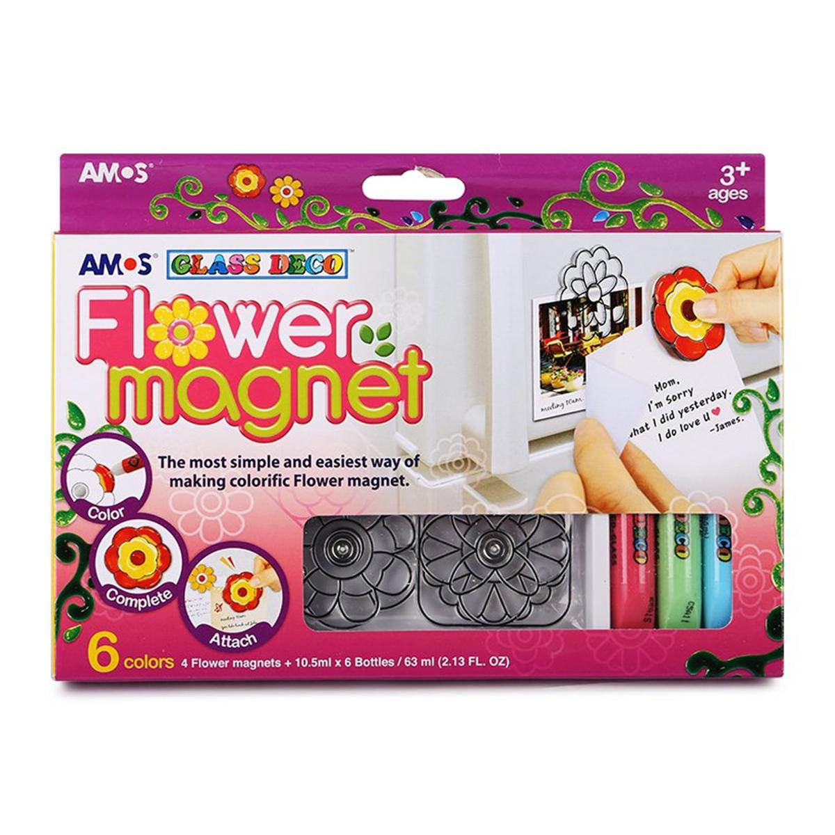 Bộ bút vẽ trang trí AMOS Flower Magnet, hộp 6 màu x 10.5ml (FM10P6-D1)