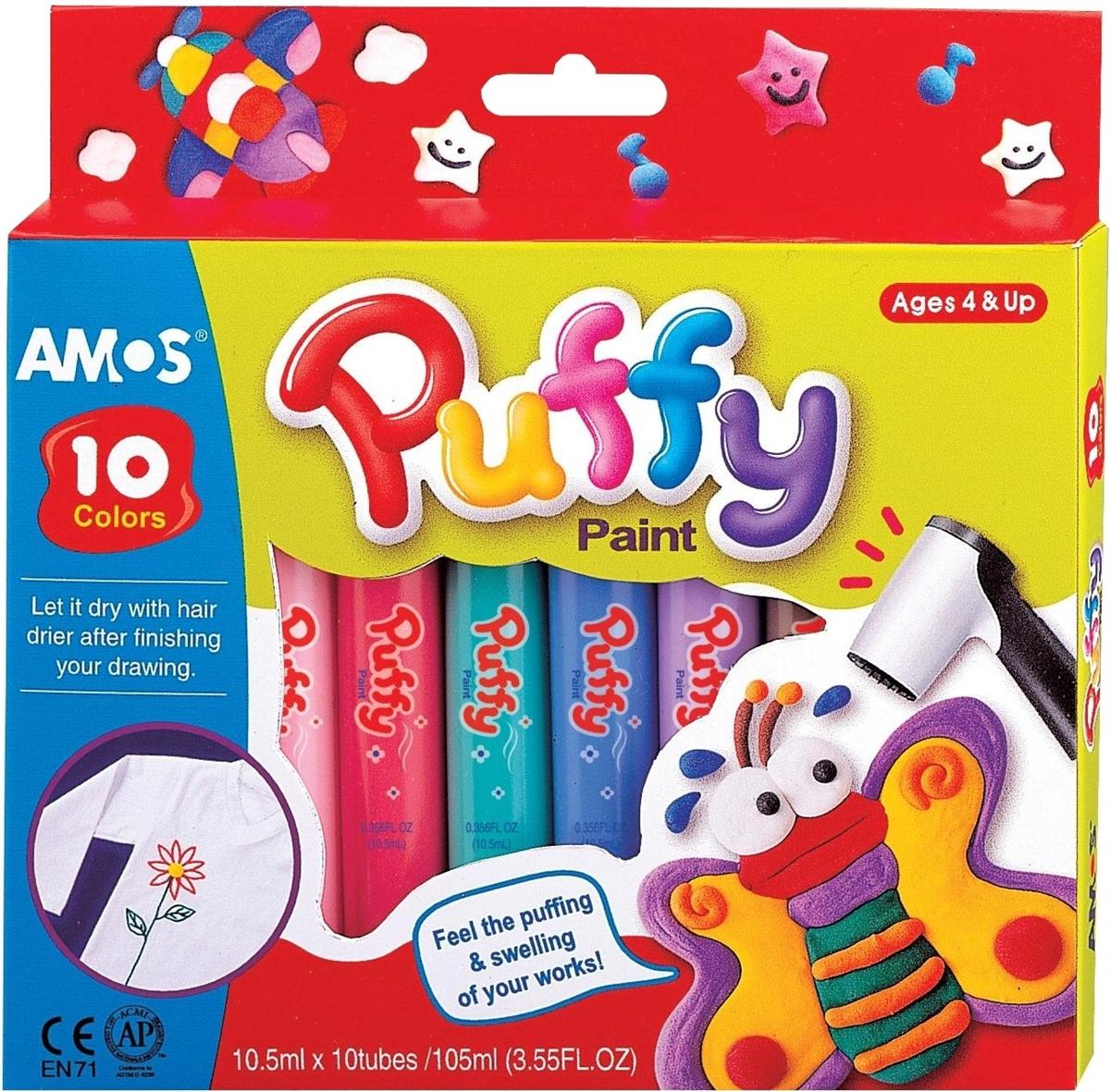 Vỉ 6 bút màu sơn Amos paint Puffy 10.5 ml PUP10B6