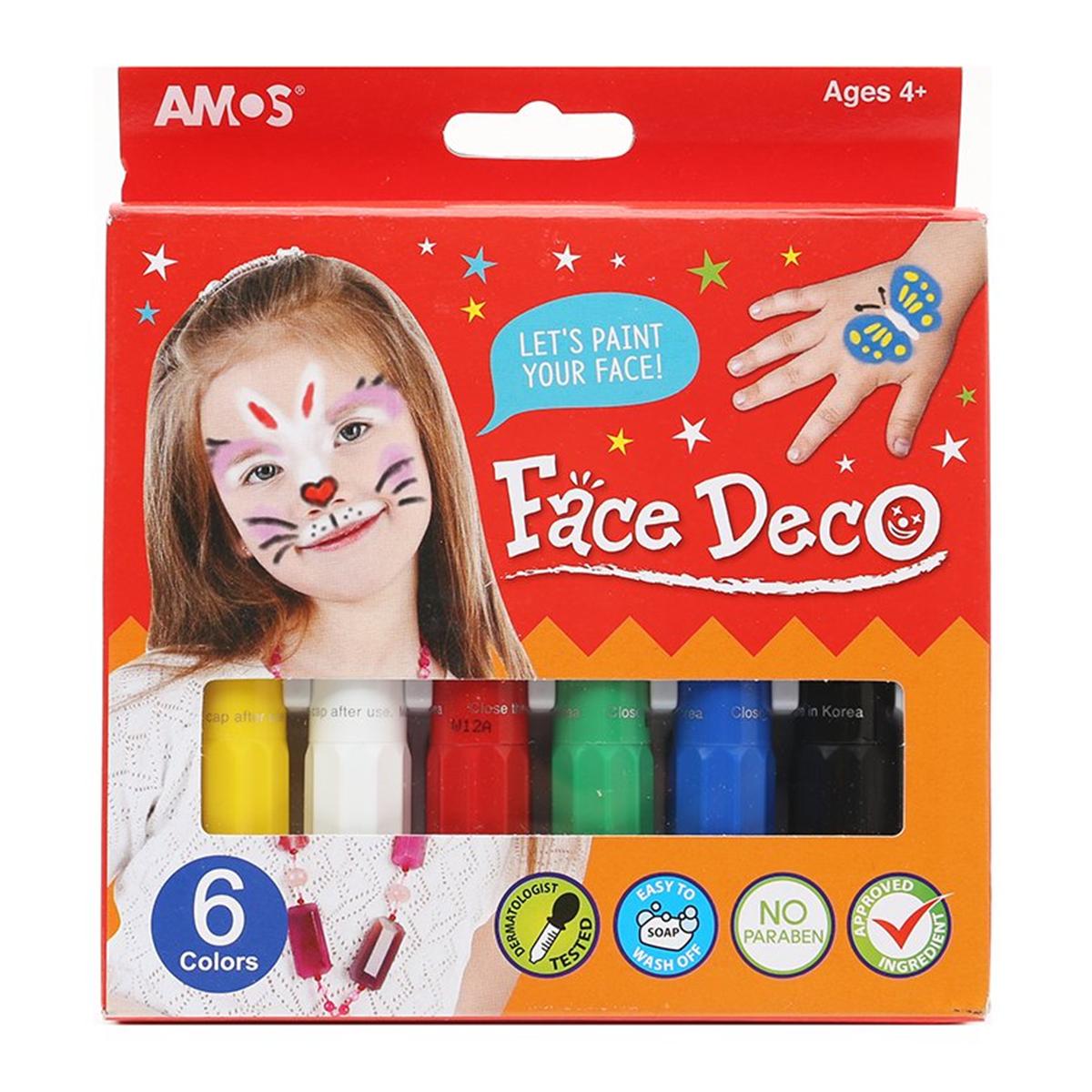 Bộ màu vẽ mặt 6 màu amos Deco (FD5P6)
