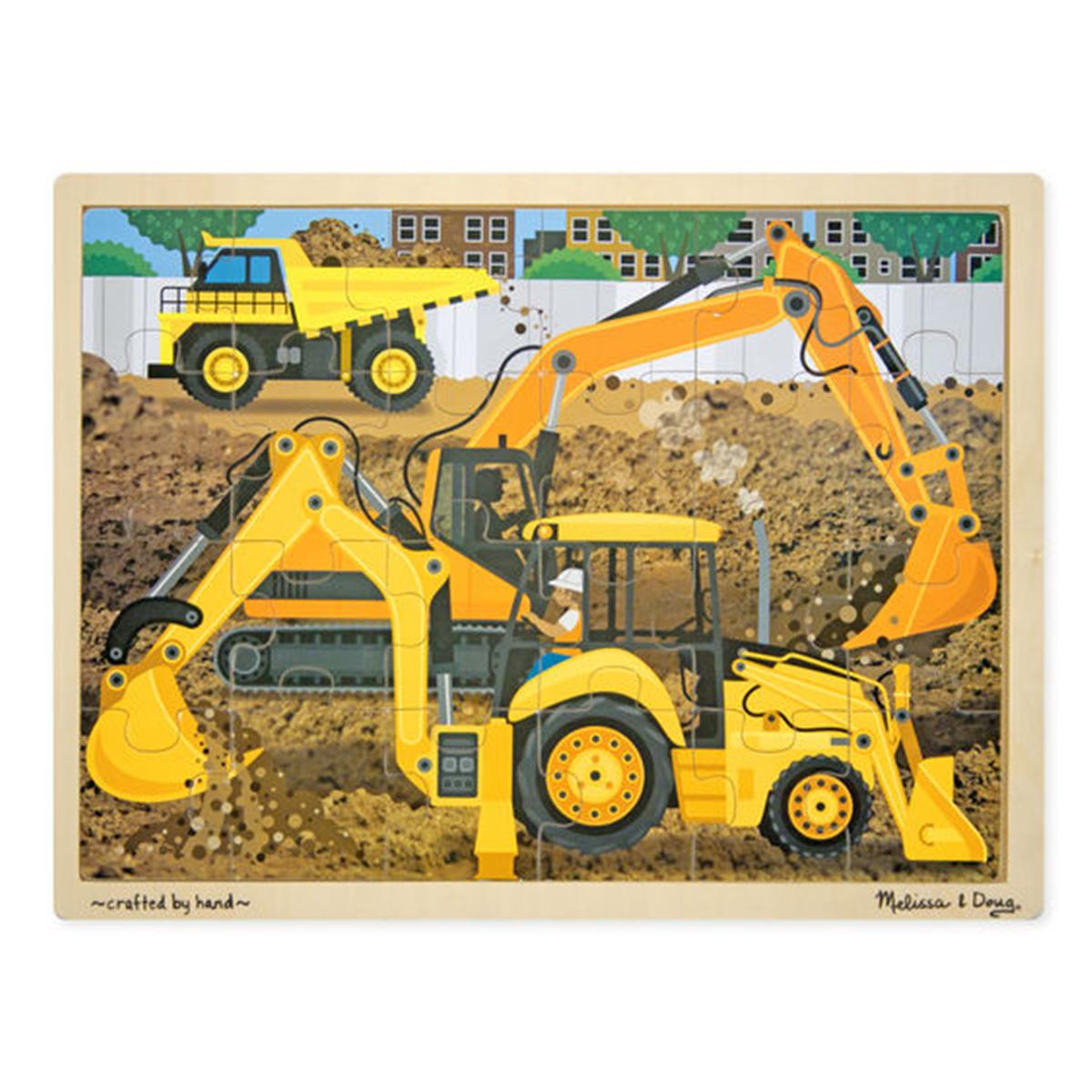 Diggers at Work Wooden Jigsaw Puzzle - 24 Pieces