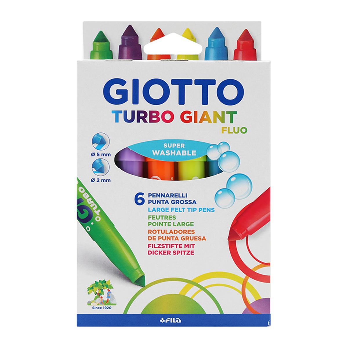 Hộp bút dạ 6 màu thân to Giotto Turbo Giant Fluo 433000