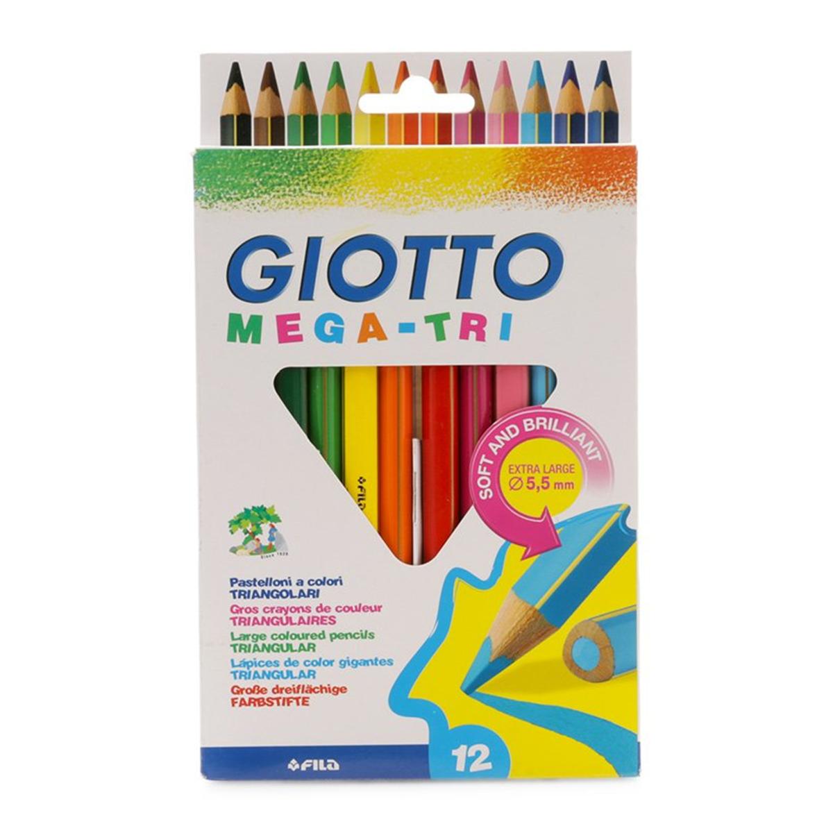 Hộp chì 12 màu thân to bự 3 cạnh Giotto Mega-Tri 220600