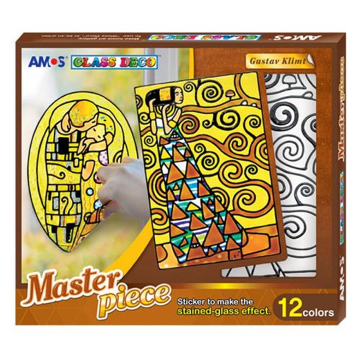 Hộp Màu vẽ trang trí trên kính Hàn Quốc AMOS Glass Deco Masterpiece 12 Màu GD10P10MK - Các bức tranh của Gustav Klimt