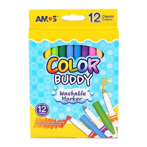 Bộ bút dạ 12 màu loại dài AMOS COLOR BUDDY LONG CM12P-L