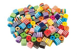 Striped Coloured Beads – 100g