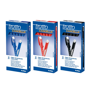 Bút bi Tratto Cancellikln hộp 12 chiếc màu xanh blue, màu đỏ, màu đen nhãn hiệu Tratto - Ý F826101