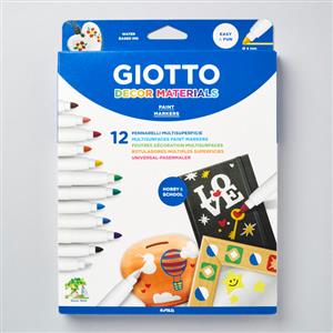 Hộp Bút 12 màu trang trí / đánh dấu gốc nước Đa bề mặt Giotto Materials